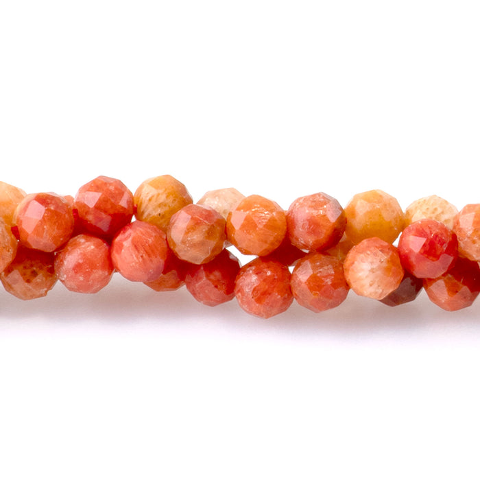 Red Coral 3mm Banded Faceted Round - 15-16 Inch