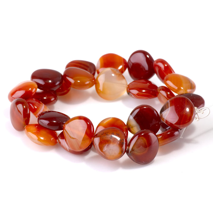Carnelian 15mm Pointed Coin Bead - 15-16 Inch