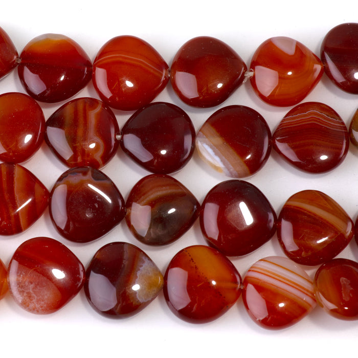 Carnelian 15mm Pointed Coin Bead - 15-16 Inch
