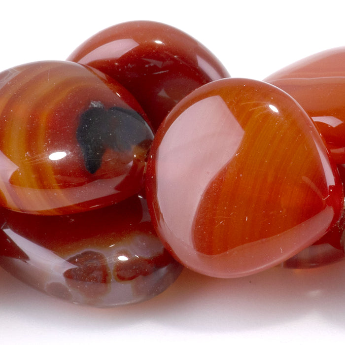 Carnelian 15mm Pointed Coin Bead - 15-16 Inch