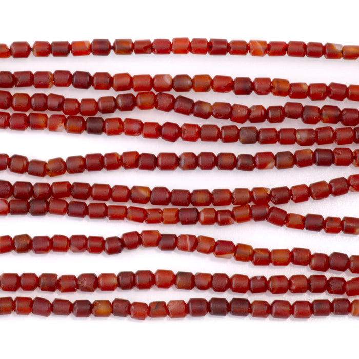 Carnelian 3-4mm Irregular Barrel Bead - 13-14mm