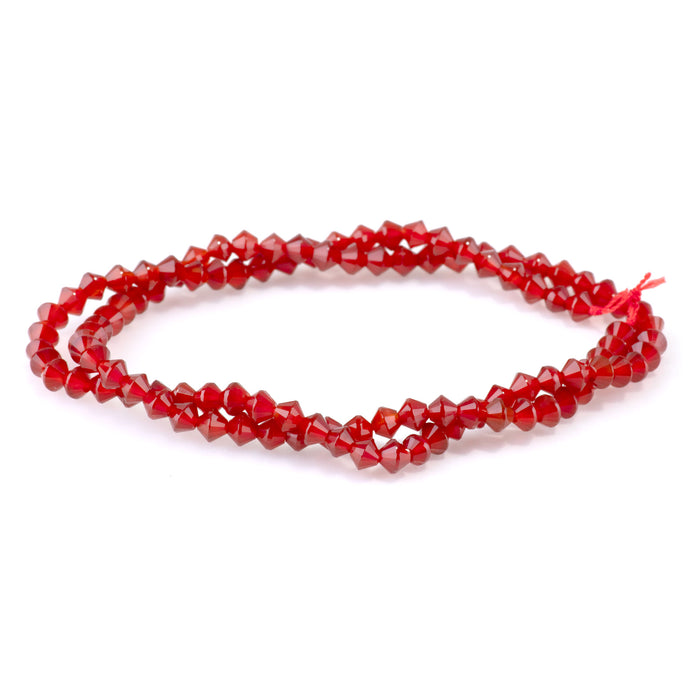 Carnelian 4mm Faceted Bicone - 15-16 Inch