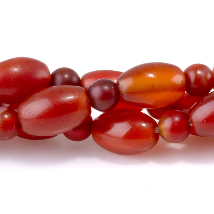Carnelian 6x8-9mm Irregular Rice Bead with Round Bead Spacers - 15-16 Inch