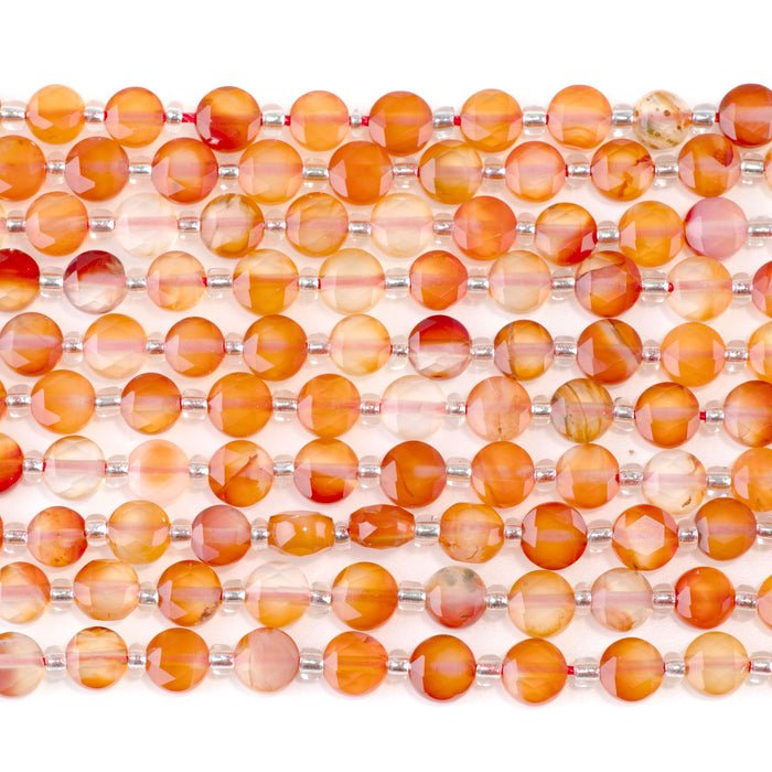 Carnelian 6mm Star Cut Coin - 15-16 Inch