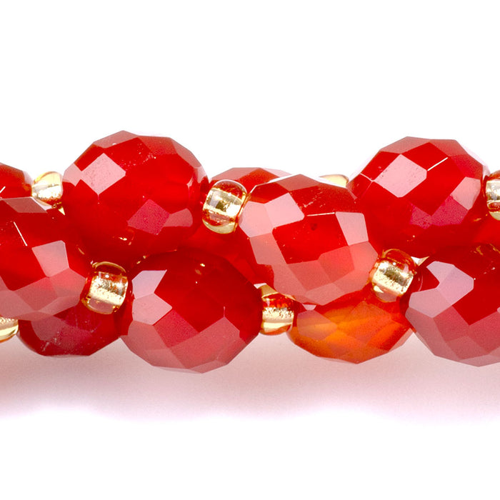 Carnelian 7x8mm Faceted Egg - 15-16 Inch