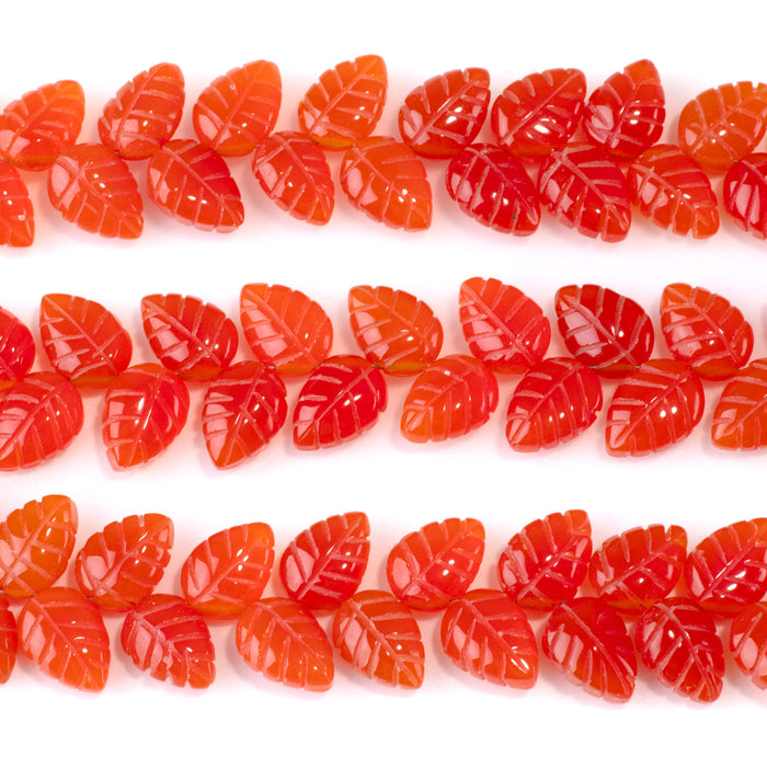 Carnelian 8x11mm Leaf - 8 Inch