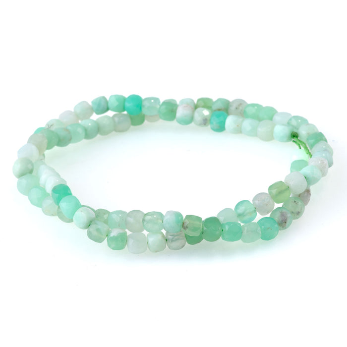 Chrysoprase Faceted 4mm Cube - 15-16 Inch