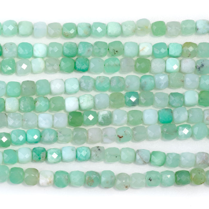 Chrysoprase Faceted 4mm Cube - 15-16 Inch