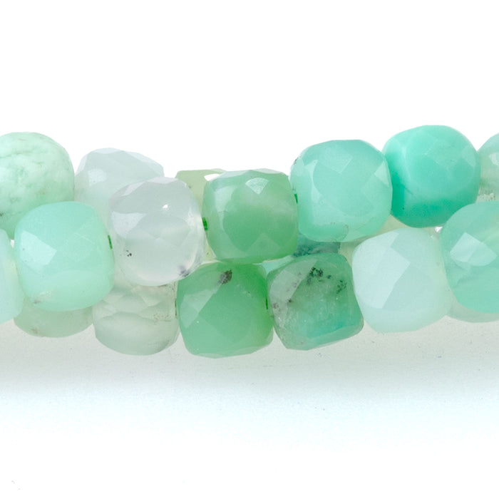 Chrysoprase Faceted 4mm Cube - 15-16 Inch