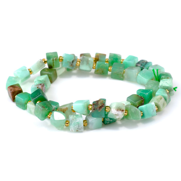 Chrysoprase 6-7mm Irregular Cube - 15-16 Inch