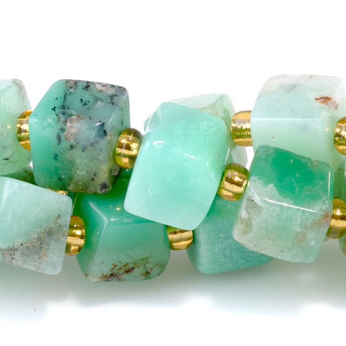 Chrysoprase 6-7mm Irregular Cube - 15-16 Inch