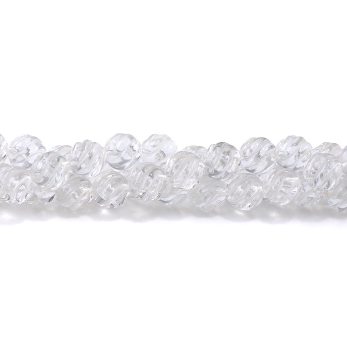 Crystal Quartz 12mm Round Carved - 15-16 Inch