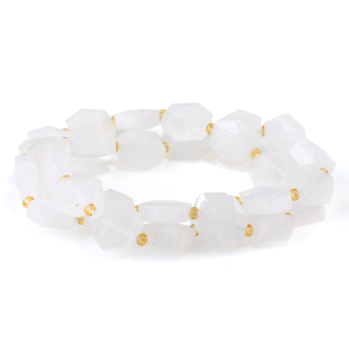 Crystal Quartz 12x13mm Faceted Hexagon - 15-16 Inch