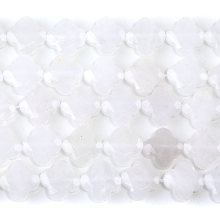 Crystal Quartz 13mm Faceted Clover - 15-16 Inch