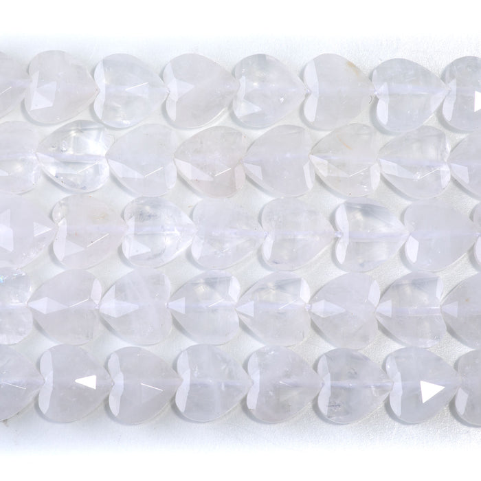 Crystal Quartz 14mm Faceted Heart - 15-16 Inch