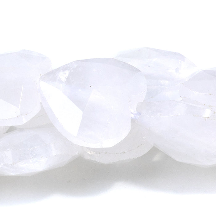 Crystal Quartz 14mm Faceted Heart - 15-16 Inch