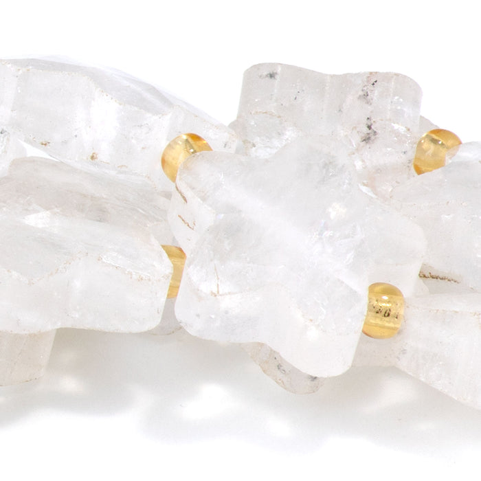 Crystal Quartz 14mm Faceted Star - 15-16 Inch