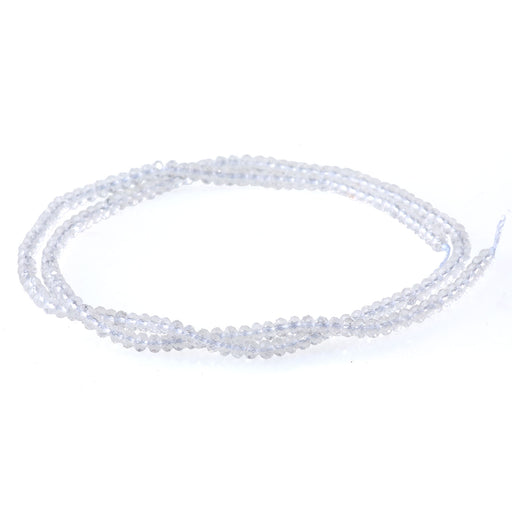 This is a Dakota Stones 3mm Crystal Quartz Gemstone strand with faceted rondelle beads.