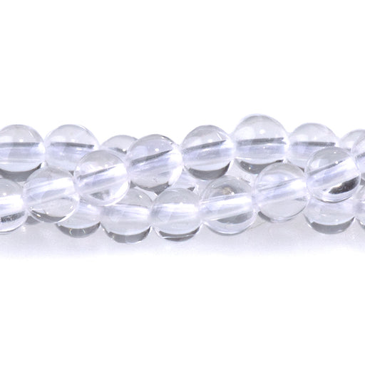 This is a Dakota Stones 4mm Crystal Quartz Gemstone strand with A grade round beads in 15-16 inch strand.