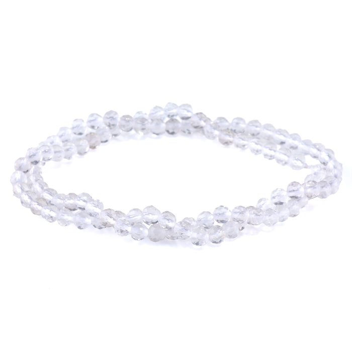 Crystal Quartz 4mm Microfaceted Round - 15-16 Inch