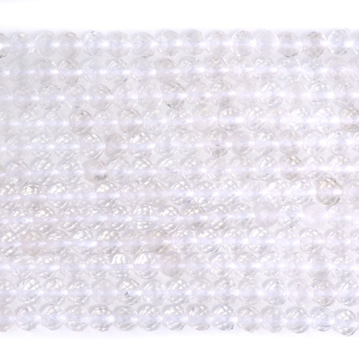 Crystal Quartz 4mm Microfaceted Round - 15-16 Inch