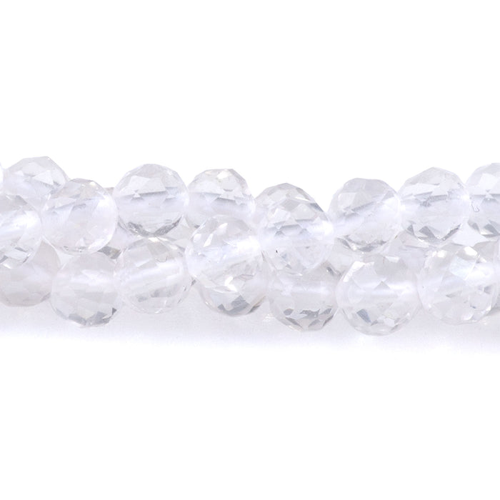 Crystal Quartz 4mm Microfaceted Round - 15-16 Inch