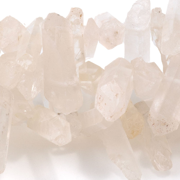 Crystal Quartz 4x18-4x25mm Point Peach - 15-16 Inch