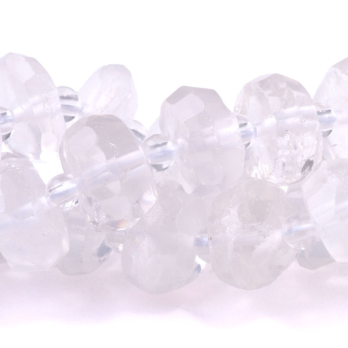 Crystal Quartz 5-8x10-12mm Irregular Rondelle Faceted - 15-16 Inch