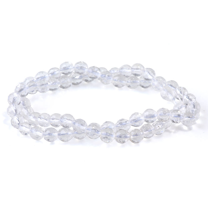 Crystal Quartz 6mm Round Faceted - 15-16 inch