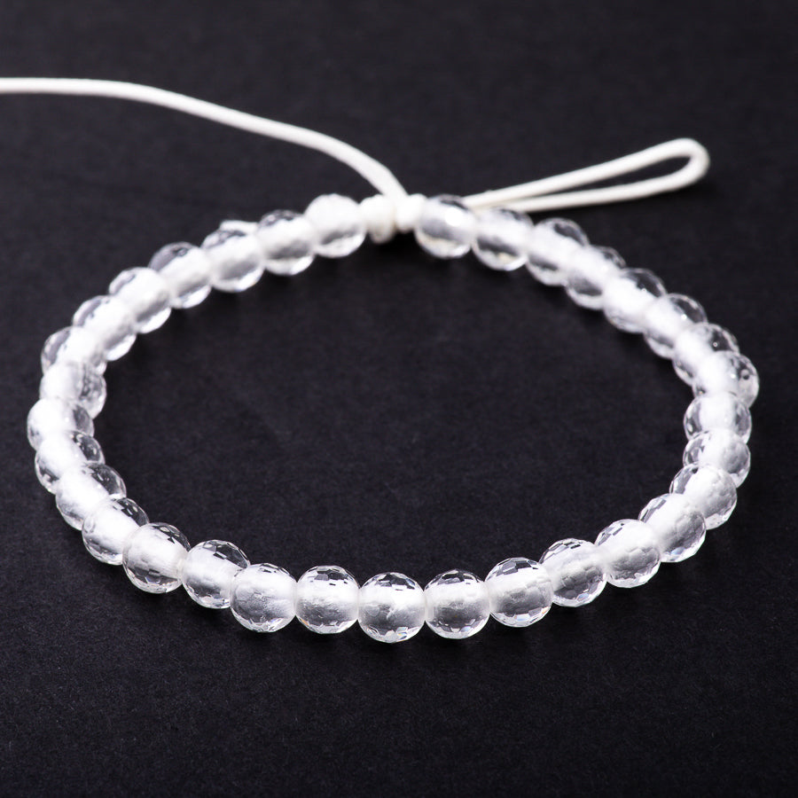 Crystal Quartz 6mm Round Faceted - Large Hole Beads