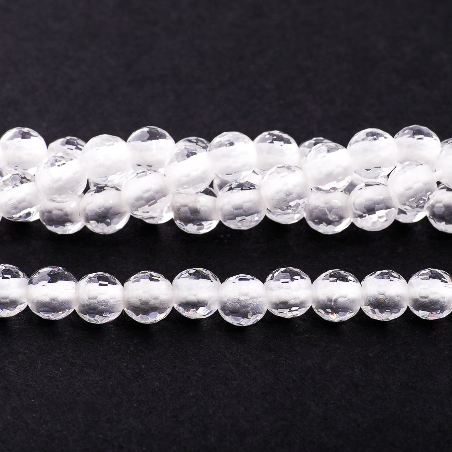 Crystal Quartz 6mm Round Faceted - Large Hole Beads