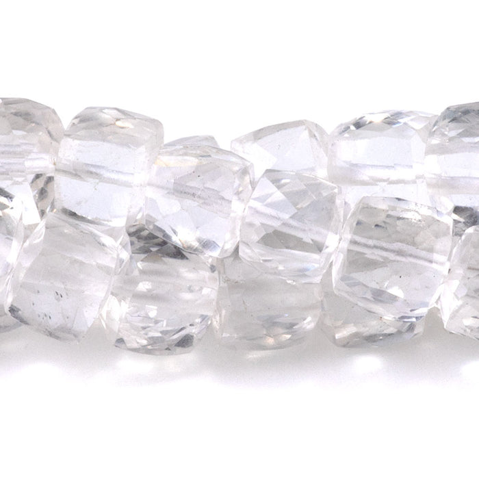 Crystal Quartz 6mm Square Faceted - 8 Inch