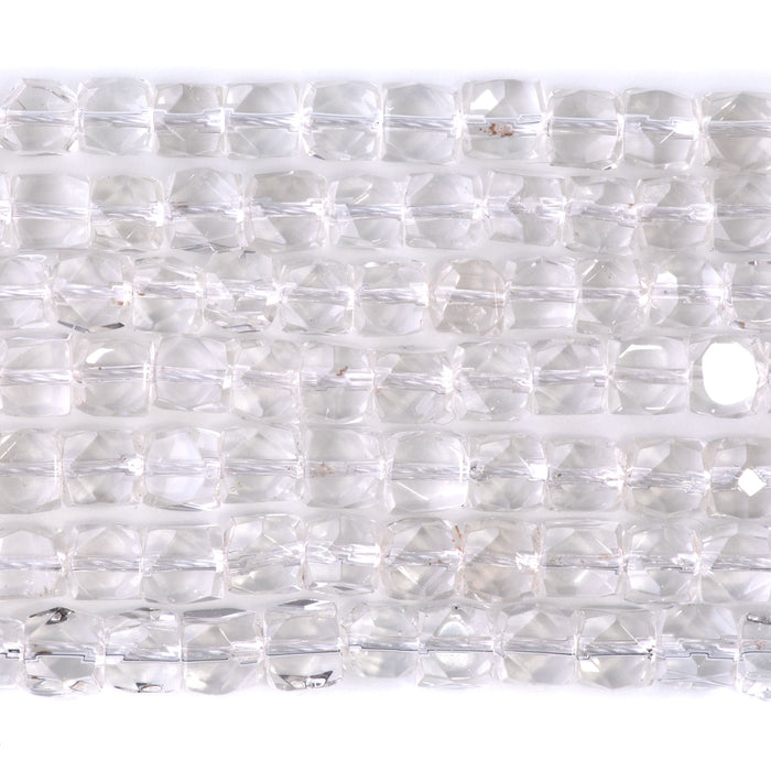 Crystal Quartz 7mm Cut Corner Cube   - 15-16 Inch