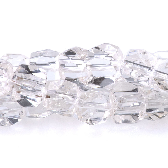 Crystal Quartz 7mm Cut Corner Cube   - 15-16 Inch
