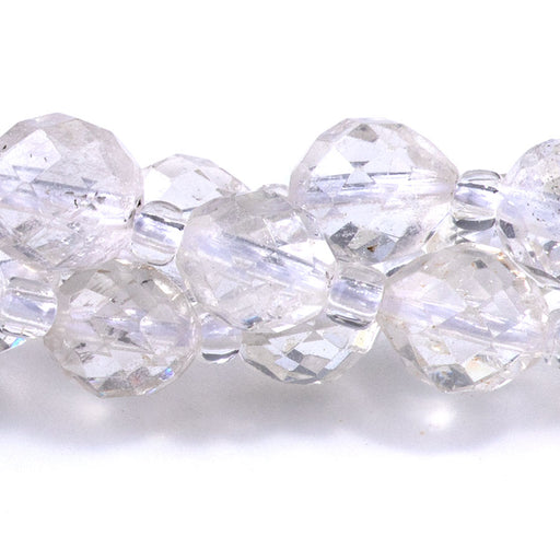 This is a Dakota Stones 7x8mm Crystal Quartz Egg Gemstone strand with faceted beads in 15-16 inch strand.