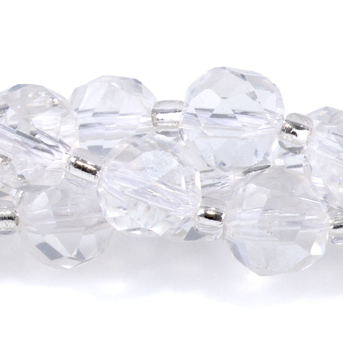 Crystal Quartz 7x8mm Faceted Nugget - 15-16 Inch