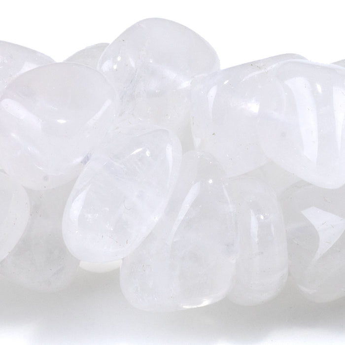 Crystal Quartz 8x10-9x13mm Side Drilled Pebble - 15-16 Inch