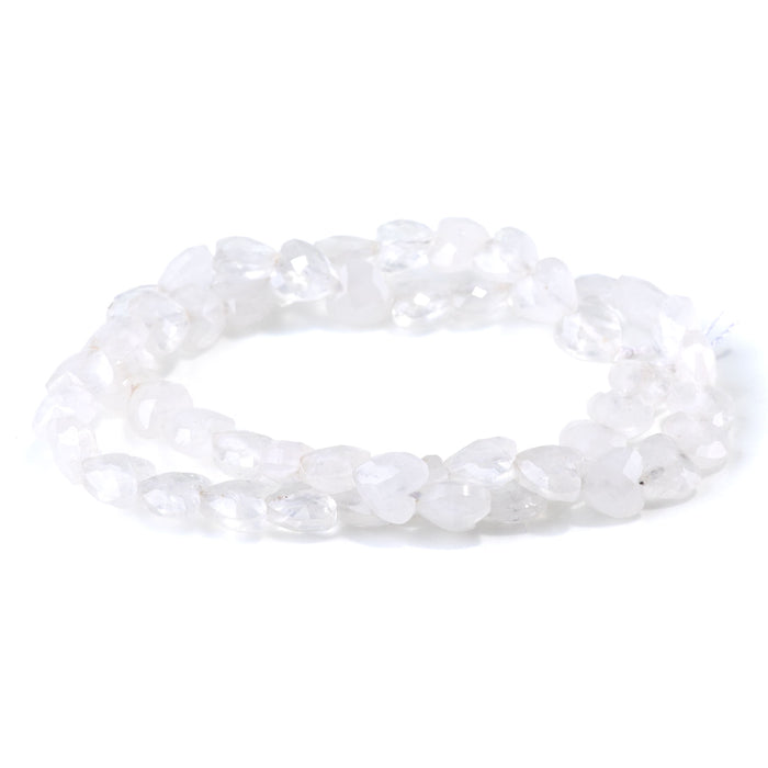 Crystal Quartz 8mm Faceted Puff Heart - 15-16 Inch