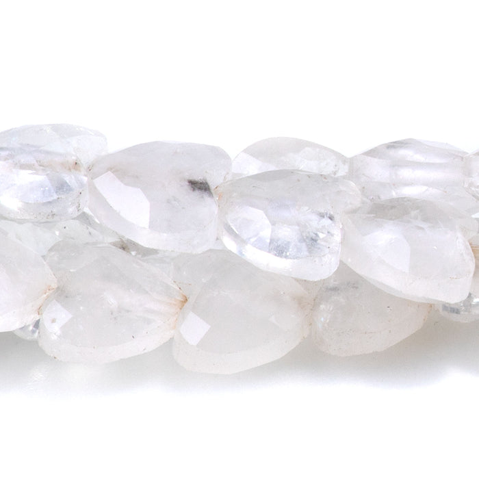 Crystal Quartz 8mm Faceted Puff Heart - 15-16 Inch