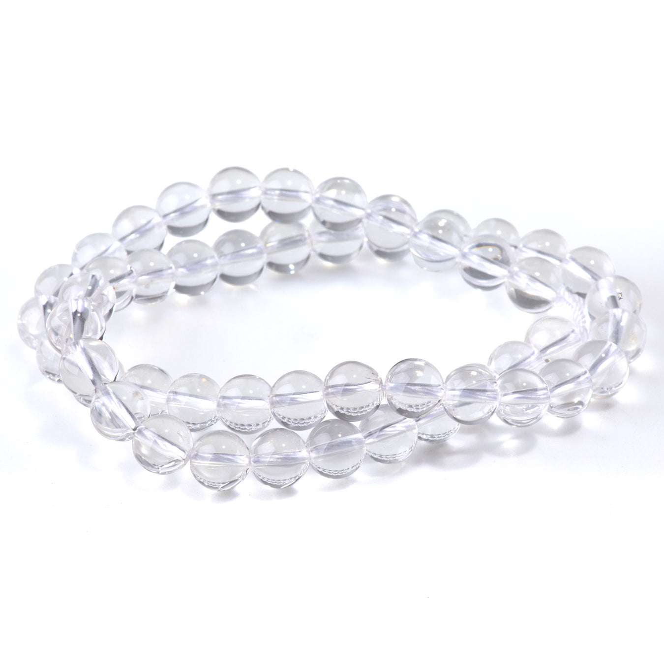 This is a Dakota Stones 8mm Crystal Quartz Gemstone strand with A grade round beads in 15-16 inch strand.