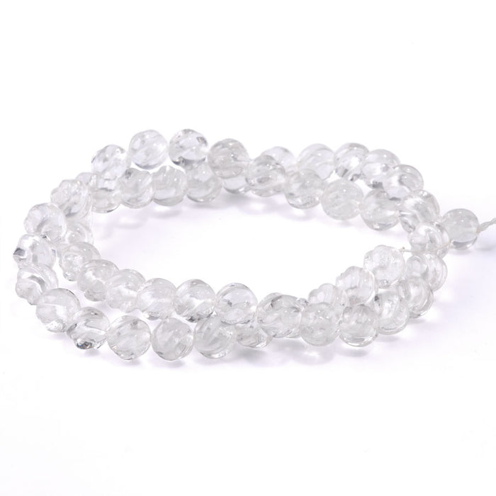 Crystal Quartz 8mm Round Carved - 15-16 Inch