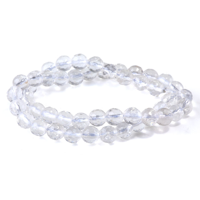 Crystal Quartz 8mm Round Faceted - 15-16 inch