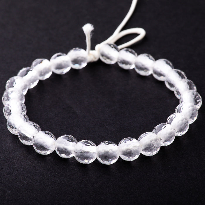 Crystal Quartz 8mm Round Faceted - Large Hole Beads