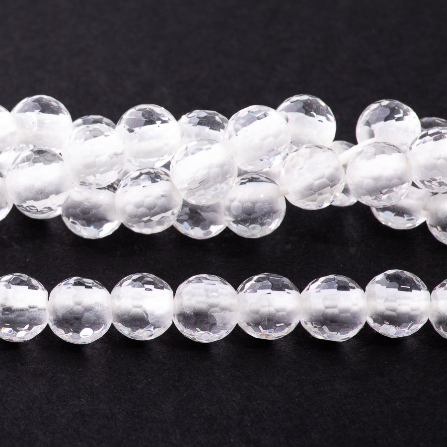 Crystal Quartz 8mm Round Faceted - Large Hole Beads