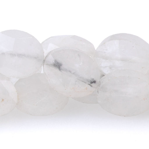 This is a Dakota Stones 8x10mm Crystal Quartz Triangle Cut Puff Gemstone strand with faceted oval beads in 15-16 inch strand.
