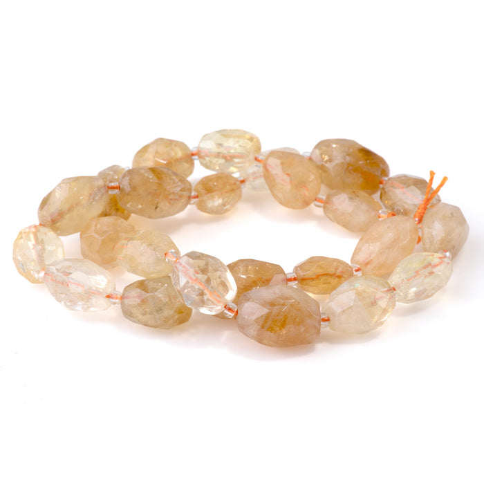 Citrine 10x13-14x17mm Faceted Tumble Nugget - 15-16 Inch