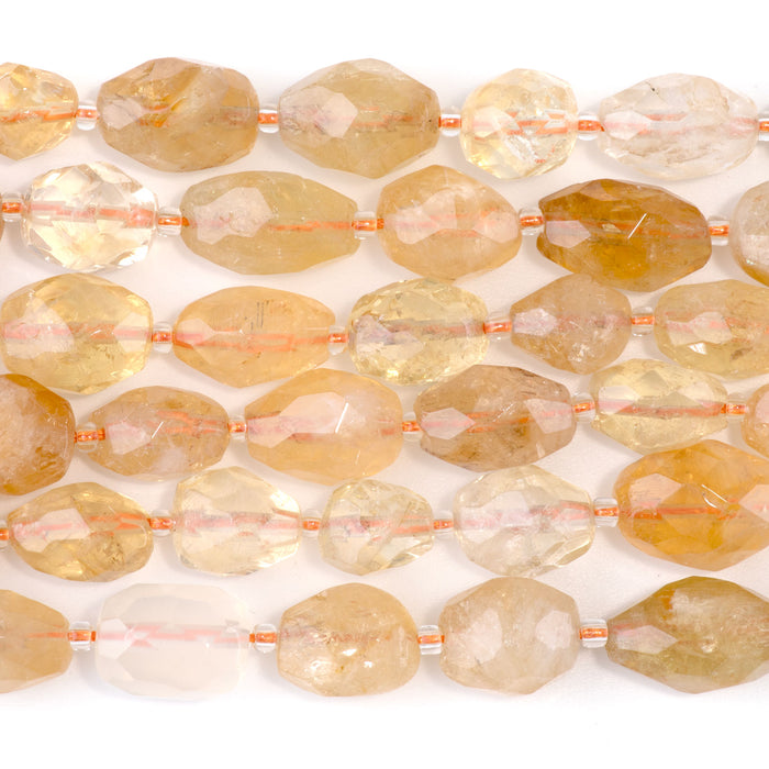 Citrine 10x13-14x17mm Faceted Tumble Nugget - 15-16 Inch