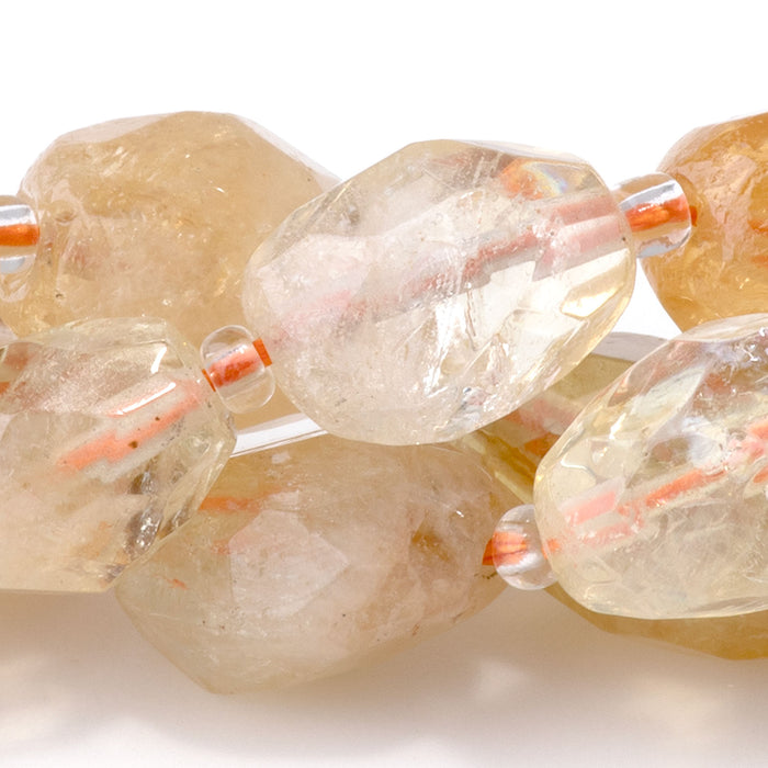 Citrine 10x13-14x17mm Faceted Tumble Nugget - 15-16 Inch