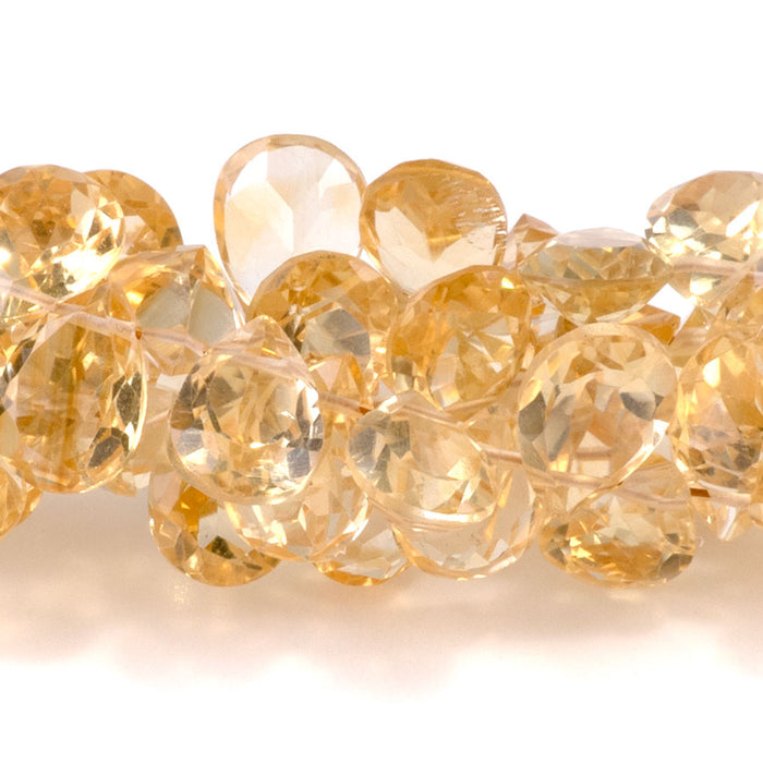 Citrine 5-6mm Drop Faceted Top Drill - 8 Inch