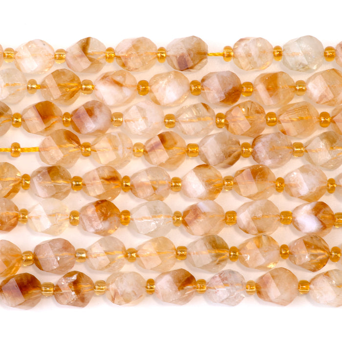 Citrine 7x8mm Faceted Swirl Oval - 15-16 Inch